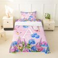 thumbnail image 1 of Manfei Lovely Letter A Twin Sheets,Sweet Flower Bedding,Multicolored,3-Piece, 1 of 6