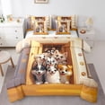 thumbnail image 1 of Manfei Lovely Puppy Dog 7pcs Bedding Comforter Set,Pet Animal Lover Queen Bedding Sets,Beige Brown Queen Sheet Sets For Child,Breathable Home Decor Reversible, 1 of 8