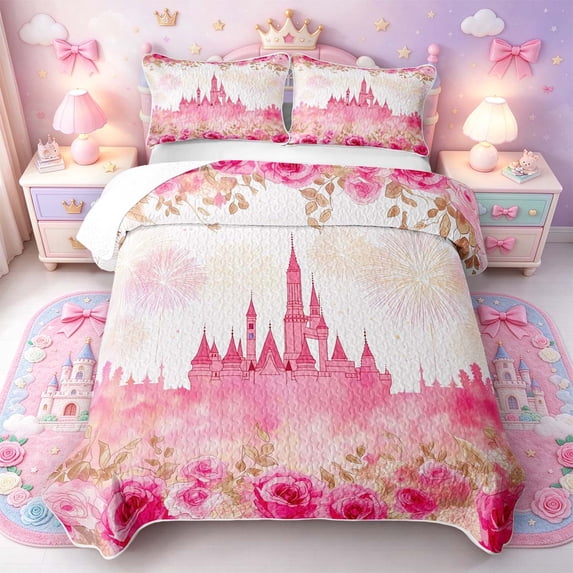 Manfei Lovely Rose Bed Spread Queen,Artistic Castle Queen Coverlet Set ...