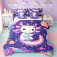 thumbnail image 1 of Manfei Lovely Salamander Axolotl 7 Pieces Bedding Comforter Set,Magic Ocean Animal Full Bedding Set,Purple Galaxy Planet Fitted Sheet Flat Sheet For Children,Breathable Home Decor Reversible, 1 of 8