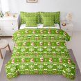 thumbnail image 1 of Manfei Lovely Snowmen 7pcs Bedding Comforter Set,Xmas Dessert Candy Cnae Queen Bedding Sets,Green White Red Queen Sheet Sets For Girl Boy,Breathable Home Decor Reversible, 1 of 8