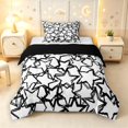 thumbnail image 1 of Manfei Lovely Sparkle Stars Print Twin Comforter Sets,Kawaii Cartoon Theme Bedding Set,White Black,Black Reversible,2 Pieces,1 Comforter and 1 Pillowcase, 1 of 7