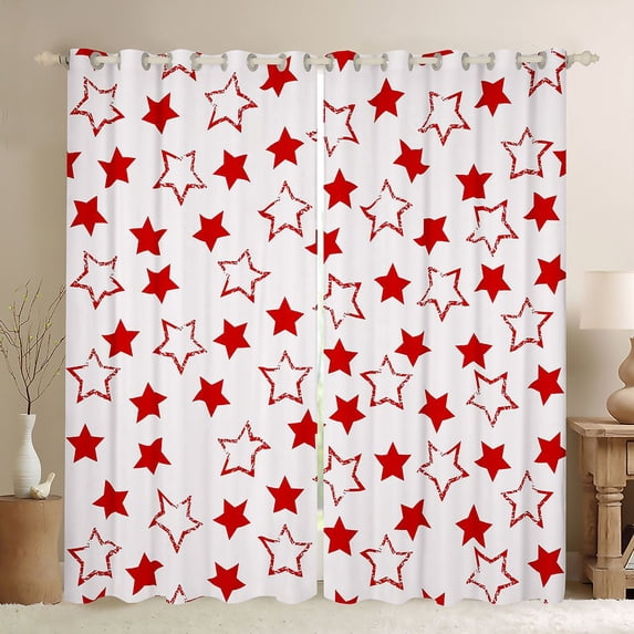 Manfei Lovely Stars Blackout Curtains Set of 2 (38x54 Each),Galaxy Theme Living Room Curtains,Red White