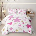 thumbnail image 1 of Manfei Lovely Stars Heart Quilt Full,Playful Design Full Bedspread Sets,Pink Gold White,Polkadot Reversible,3-Piece,1 Coverlet and 2 Pillowcases, 1 of 7