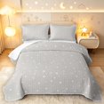 thumbnail image 1 of Manfei Lovely Stars Quilt Full,Cute Cartoon Polka Dot Full Bedspread Sets,Light Gray,Light Gray Reversible,3 Pieces,1 Coverlet and 2 Pillowcases, 1 of 7