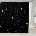thumbnail image 1 of Manfei Lovely Stars Shower Curtain 72Wx72L,Kawaii Cartoon Theme Bathroom Curtain,Black White, 1 of 5