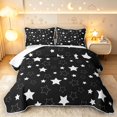 thumbnail image 1 of Manfei Lovely Stars Twin Quilt Set,Cute Cartoon Themed Twin Coverlet Set,Black White,Black Reversible,2pcs,1 Bedspread and 1 Pillowcase, 1 of 7
