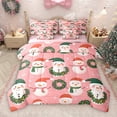thumbnail image 1 of Manfei Lovely Xmas Snowman 7 Pieces Bedding Comforter Set,Cute Christmas Wreath Full Bedding Set,Pink White Green Fitted Sheet Flat Sheet For Girl Teens,Breathable Home Decor Reversible, 1 of 9