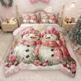 thumbnail image 1 of Manfei Lovely Xmas Snowman Full Size Comforter Sets,Rustic Flower Floral Bedding Comforter Set,Pink White Bedding Sets For Girl Teens,Breathable Home Decor Reversible,3-Piece, 1 of 8