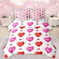 thumbnail image 1 of Manfei Loves Cherry Pattern 7pcs Bedding Comforter Set,Romantic Valentines Gifts Queen Bedding Sets,Pink White Red Queen Sheet Sets For Girls Teens,Super Cozy Room Decor Reversible, 1 of 8