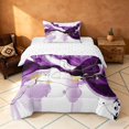 thumbnail image 1 of Manfei Luxury Abstract Fluid Twin Comforter Sets, Marble Swirl Bedding Set, Purple White Gold, Reversible 2 Pieces, 1 Comforter and 1 Pillowcase, 1 of 6