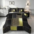 thumbnail image 1 of Manfei Luxury Geometric Mosaic Plaid Queen Comforter Set, Glitter Comforter Sets Queen, Black Gold, Black Reversible 3-Piece, 1 Comforter and 2 Pillowcases, 1 of 6
