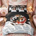 thumbnail image 1 of Manfei Luxury Koi Bedding Comforter Set for Home, Wave Gold Art King Bedding Sets for Office, Black Gold Red, Black Reversible7 Pieces, 1 of 6