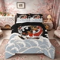 thumbnail image 1 of Manfei Luxury Koi Queen Comforter Set for Home, Wave Gold Art Bedding Comforter Set for Office, Black Gold Red, Black Reversible 3 Pieces, 1 Comforter and 2 Pillowcases, 1 of 6