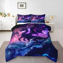 Manfei Magic Animal Dragon Bedding Comforter Set,Galaxy Starry Night Twin Comforter Sets,Pink Blue Bedding Set For Teens,Ultra Soft Home Decor Reversible,2-Piece