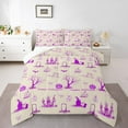thumbnail image 1 of Manfei Magic Halloween Full Size Comforter Sets for Kids, Purple Pumpkin Castle Bedding Comforter Set, Gothic Cartoon Reversible Bedding Sets, Luxury Bedroom Decor, 3 Pieces, 1 of 8