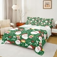 thumbnail image 1 of Manfei Magic Santa Claus Full Size Sheets, Green Cartoon Christmas Bed Sheets, Happy New Year Sheet Sets, Luxury Bedroom Decor, 4-Piece, 1 of 7