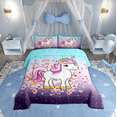 thumbnail image 1 of Manfei Magic Unicorn Animal Bedding Comforter Set, Dreamy Bling Stars Galaxy Twin Comforter Sets, Teen Boy Girl Kid Bedding Set, Breathable Home Decor, 2pcs, 1 of 8