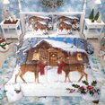 thumbnail image 1 of Manfei Magic Xmas Reindeer Bedding Comforter Set 7pcs for Kids, Kawaii Farmhouse Moose King Bedding Sets, Winter Rustic Cabin Reversible Bed Sheets, Ultra Soft Bedroom Decor, 1 of 7