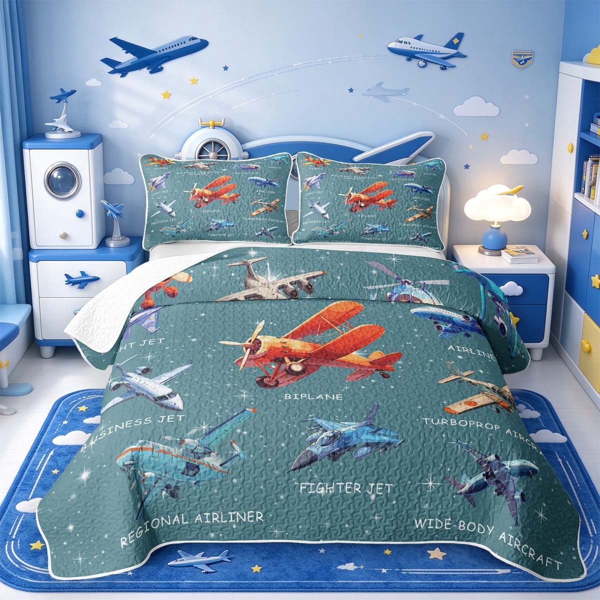 Helicopter Rescue Signs Manfei Magical Airplane Twin Quilt Set,Rescue Helicopter Twin Coverlet ...