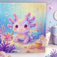 thumbnail image 1 of Manfei Magical Axolotl Shower Curtain 72Wx78L,Pastel Ocean Animal Bath Curtain, 1 of 5