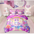 thumbnail image 1 of Manfei Magical Cat Animal Twin Bedding Sets 7-Piece for Teen, Princess Castle Bedding Comforter Set, Rainbow Floral Butterfly Reversible Sheet Sets, Luxury Bedroom Decor, 1 of 7