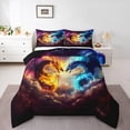 thumbnail image 1 of Manfei Magical Dragon 3 Pieces Queen Comforter Set,Magic Animal Bedding Sets,Blue Yellow Bedding Comforter Set,Microfiber Abstract Bedroom Decoration,Reversible, 1 of 8