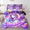 thumbnail image 1 of Manfei Magical Unicorn 7-Piece Twin Bedding,Flower Moon Bedding Comforter Set,Purple Multicolor,Polkadot Reversible, 1 of 8