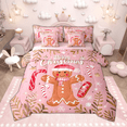 thumbnail image 1 of Manfei Manfei Cute Gingerbread Twin Bedding Sets 7pcs for Girls, Pink Merry Christmas Bedding Comforter Set, Xmas Stars Snowflakes Sheet Sets, Luxury Bedroom Decor, 1 of 8