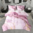 thumbnail image 1 of Manfei Marble Pattern 7-Piece Bedding Comforter Set,Modern Fluid Stripe King Bedding Sets,Gradient Pink Gold Bed Sheets For Men Women,Ultra Soft Home Decor Reversible, 1 of 9