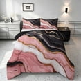 thumbnail image 1 of Manfei Marble Print Queen Comforter Set, Marbling Metallic Comforter Sets Queen, Pink, Black and Gold, Black Reversible 3pcs, 1 Comforter and 2 Pillowcases, 1 of 6