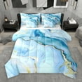 thumbnail image 1 of Manfei Marble Texture Road 7-Piece Twin Bedding Sets,Modern Minimalist Artistic Bedding Comforter Set,Blue Gold Ombre Sheet Sets For Adults,Microfiber Room Decoration Reversible, 1 of 9