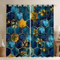 thumbnail image 1 of Manfei Marble Texture Road Black Out Curtains,Modern Geometric Honeycomb Curtains Pack of 2 (42x63 Each),Gold Leaves Bedroom Curtains For Girls Kids,Super Cozy Room Decor, 1 of 6