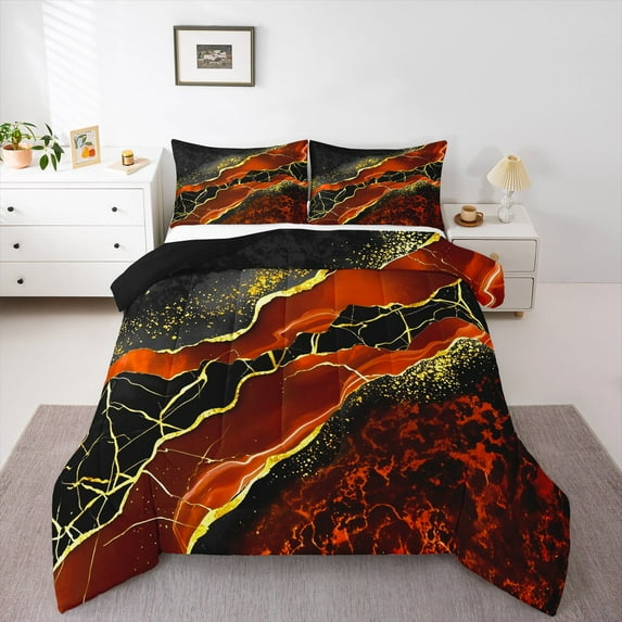 Manfei Marbling Crack 2pcs Bedding Comforter Set,Watercolor Artwork Twin Comforter Sets,Stone Pattern Breathable Bedding Set,Ultra Soft Abstract Home Decor,Reversible