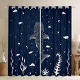 thumbnail image 1 of Manfei Marine Shark Blackout Curtains Set of 2 (38x54 Each), Cartoon Water Plant Living Room Curtains, Midnight Blue, 1 of 6