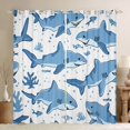 thumbnail image 1 of Manfei Marine Shark Kitchen Curtains, Cartoon Coral Fish Black Out Curtains Pack of 2 (42x63 Each), White Blue, 1 of 6