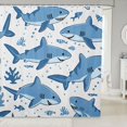 thumbnail image 1 of Manfei Marine Shark Shower Curtain 72Wx84L, Cartoon Coral Fish Bathroom Shower Curtain, White Blue, 1 of 5
