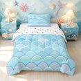 thumbnail image 1 of Manfei Mermaid Fish Tail Twin Comforter Sets, Sea Princess Theme Bedding Set, Light Blue, Polkadot Reversible, 2 Pieces, 1 Comforter and 1 Pillowcase, 1 of 7