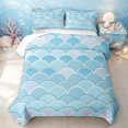 thumbnail image 1 of Manfei Mermaid Fish Tail Twin Quilt Set, Sea Princess Theme Twin Coverlet Set, Light Blue, 2 Pieces, 1 Bedspread and 1 Pillowcase, 1 of 7