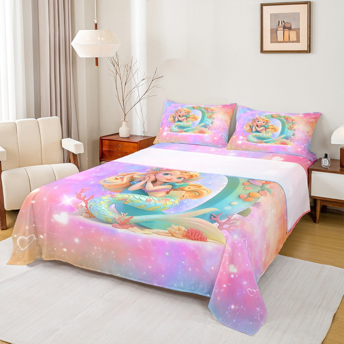 Manfei Mermaid Personalized Gifts Bed Sheets Cyan Letter O King Sheets manfei-mermaid-personalized-gifts-bed-sheets-cyan-letter-o-king-sheets