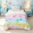 thumbnail image 1 of Manfei Mermaid Princess Twin Comforter Sets, Marine Rainbow Fish Tail Bedding Set, Blue Yellow, Polkadot Reversible, 2pcs, 1 Comforter and 1 Pillowcase, 1 of 7