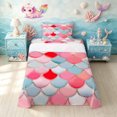 thumbnail image 1 of Manfei Mermaid Princess Twin Sheets, Mosaic Fish Scale Bedding, Pink Teal, 3-Piece, 1 Flat Sheet, 1 Fitted Sheet and 1 Pillowcase, 1 of 6