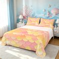 thumbnail image 1 of Manfei Mermaid Scale Queen Sheets, Gradient Fish Scale Queen Sheet Sets, Pink Yellow, 4pcs, 1 Flat Sheet, 1 Fitted Sheet and 2 Pillowcases, 1 of 6