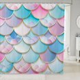 thumbnail image 1 of Manfei Mermaid Scale Shower Curtain 72Wx84L, Dreamy Ocean Princess Bathroom Shower Curtain, Blue Pink, 1 of 5