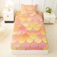 thumbnail image 1 of Manfei Mermaid Scale Twin Fitted Sheet, Gradient Fish Scale Bedding, Pink Yellow, 2pcs, 1 Fitted Sheet and 1 Pillowcase, 1 of 6