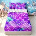 thumbnail image 1 of Manfei Mermaid Scale Zipper Full Size Comforter Sets with Fitted Sheet and 2 Pillowcases, Watercolor Wash Zipper Bedding Set, Purple Teal, Polkadot Reversible, 4-Piece, 1 of 7