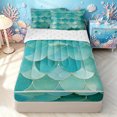 thumbnail image 1 of Manfei Mermaid Scale Zipper Twin Comforter Sets with Fitted Sheet and 2 Pillowcases, Gradient Fish Tail Zipper Bedding Set, Turquoise Aqua, Reversible, 4pcs, 1 of 7