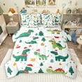 thumbnail image 1 of Manfei Merry Christmas 7 Pieces Bedding Comforter Set,Kawaii Green dinosaur Full Bedding Set,Happy New Year Fitted Sheet Flat Sheet For Boy Kids,Microfiber Bedroom Decor Reversible, 1 of 9