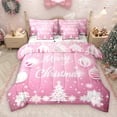 thumbnail image 1 of Manfei Merry Christmas 7pcs Bedding Comforter Set,Chic Xmas Tree Lantern Queen Bedding Sets,Pink White Queen Sheet Sets For Boys Kids,Ultra Soft Home Decor Reversible, 1 of 9