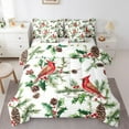 thumbnail image 1 of Manfei Merry Christmas Bedding Comforter Set 7 Pieces for Kids, Cartoon Robin Bird Full Bedding Set, Jungle Leaf Plant Reversible Fitted Sheet Flat Sheet, Lightweight Room Decor, 1 of 7